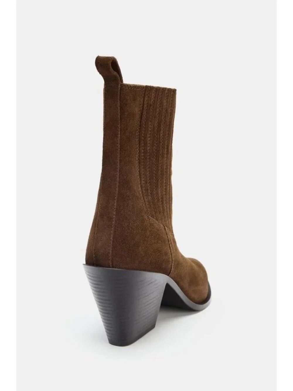 Zara Womens Split Leather Cowboy Ankle Boots EU 39 US 8 Brown 2107/610 NWOB